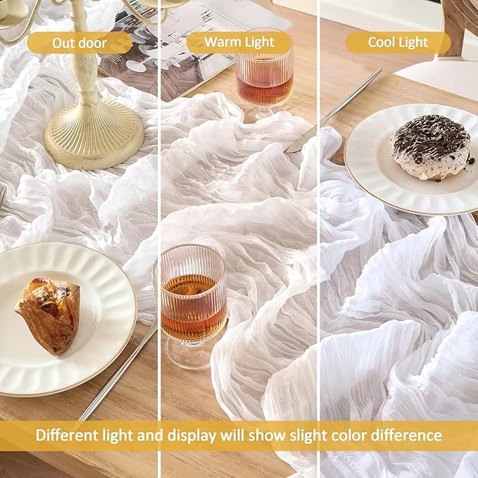 12 Pack Cheesecloth Table Runner 120 Inch Boho Rustic Gauze 10 FT White Cheese Cloths Table Runners Decorations for Spring Summer Birthday Party Baby Shower Wedding Holiday Home Decor