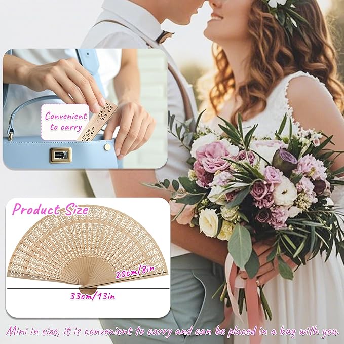 200pcs Personalized Folding Hand Fan with Name, Custom Wedding Fans for Guests Bulk, Wedding Party Favor for Decoration Party Favor Gifts, with Organza Bags (200)