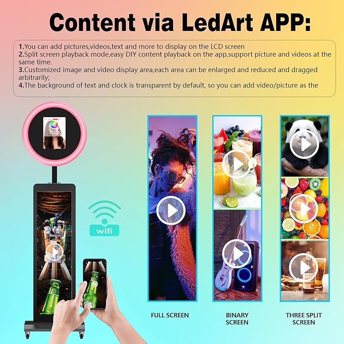 HARZHI Portable Photo Booth Compatible with Ipad, for Ipad Photo Booth Shell Stand Stand Provide Chacktok Photo Booth Software for Party and Wedding, Free Custom Logo, Flight Case