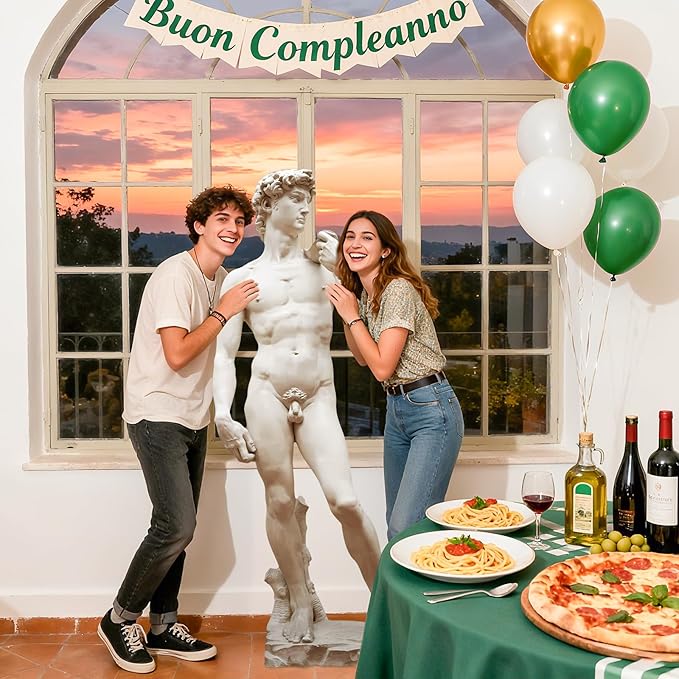 67" David Cardboard Cutout Life-Size David Statue Standee for Art Party Decor, Realistic Sculpture for Classroom Display, Museum Events, Photo Booth Backdrop, Cultural Educational