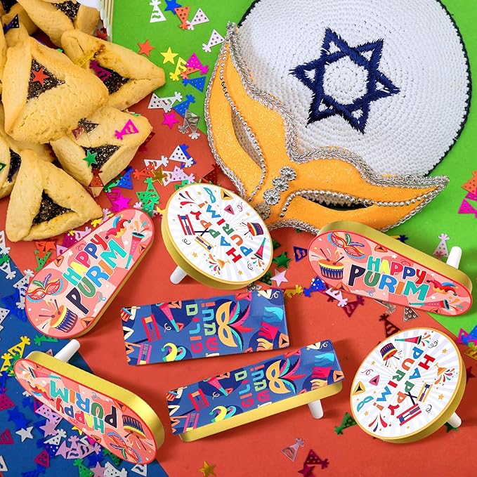 60 Pcs Metal Purim Gragger Noise Makers for Sporting Event Colorful Party Noise Makers Bulk Novelty Assorted Purim Gragger Party Favor for Holiday, Football Games, Pep Rally Supplies (Stylish)
