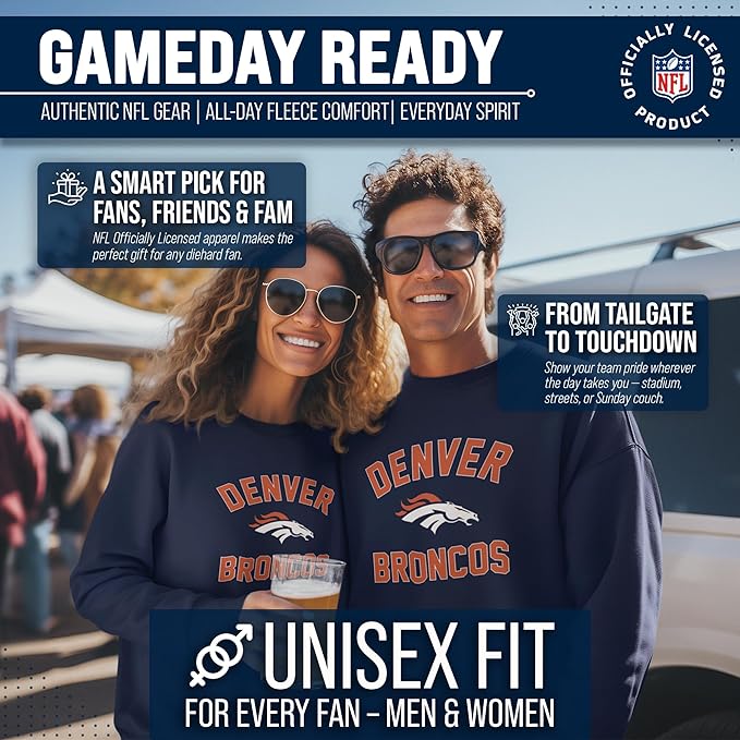 Team Fan Apparel NFL Adult Gameday Football Crewneck Sweatshirt - Cotton Blend - Stay warm, comfortable & stylish on game day