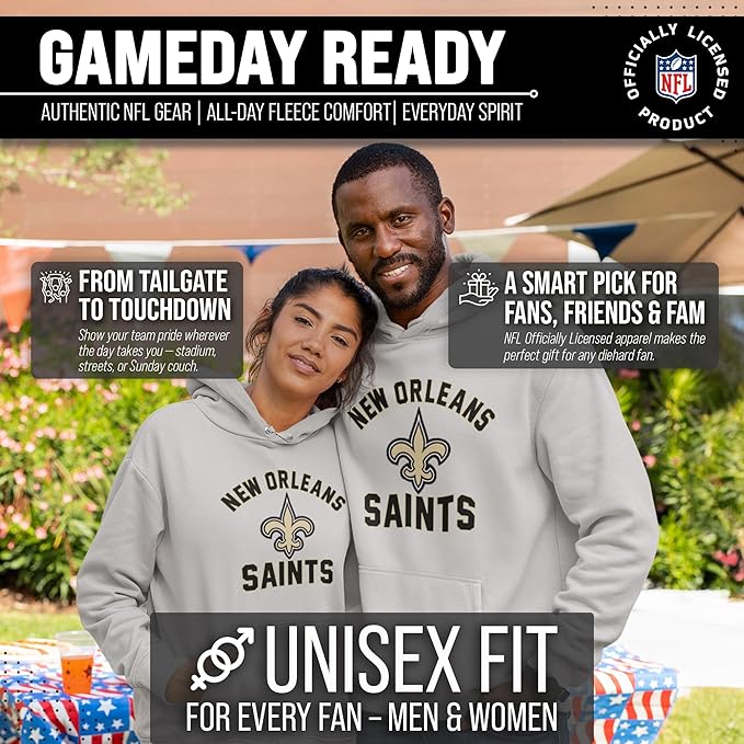 Team Fan Apparel NFL Adult Gameday Hooded Sweatshirt - Poly Fleece Cotton Blend - Stay Warm and Represent Your Team in Style