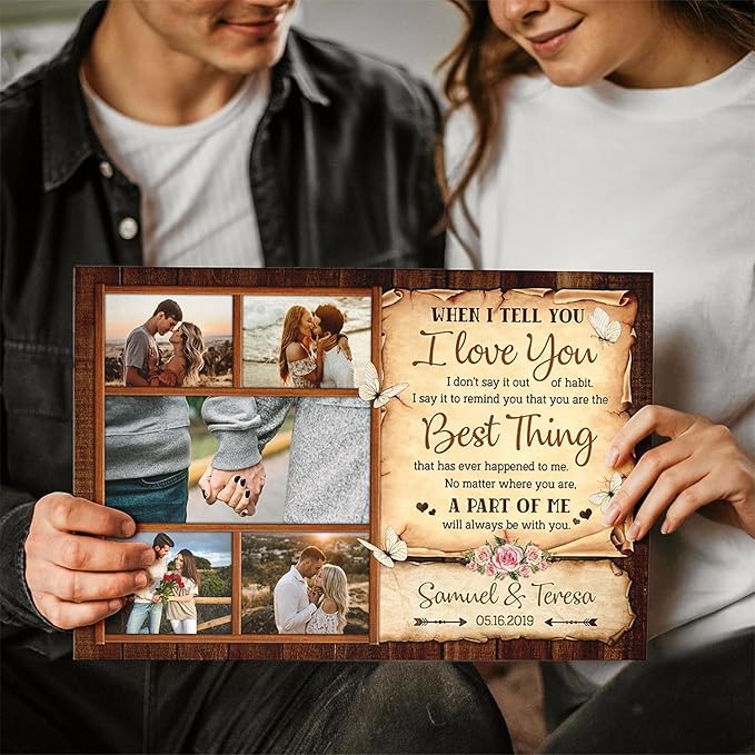 Dem Canvas Personalized Couple Canvas Prints, Custom Love Photo And Name, When I Tell You I Love You, Happy Wedding Gifts For Couple Anniversary Valentines Engagement Gift For Couples