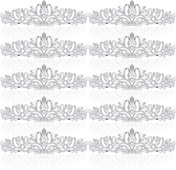 BBTO 10 Pcs Crystal Tiara and Crowns for Women Girls Princess Rhinestone Crown Queen Headbands with Combs Bride Tiaras for Christmas Birthday Party Gifts Wedding Prom Hair Accessories