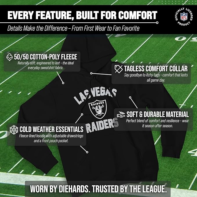 Team Fan Apparel NFL Adult Gameday Hooded Sweatshirt - Poly Fleece Cotton Blend - Stay Warm and Represent Your Team in Style