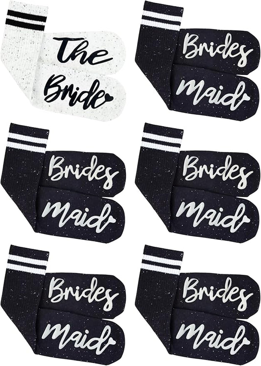 Funky Junque Bride Socks for Bachelorette Party Favors, Bridesmaid Gifts, 100% Cotton Crew Socks, Bridal Shower Accessories
