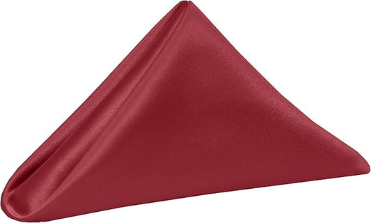 Ultimate Textile Red Bridal Satin Wedding Napkins 17" x 17" (Set of 24) - Cloth Napkins Bulk Set, Wrinkle & Stain Resistant Polyester for Events