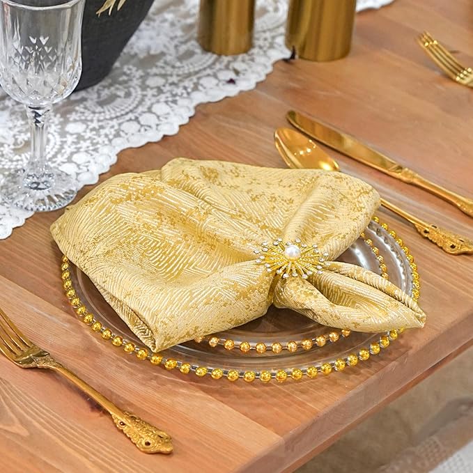 Dinner Cloth Napkins Set of 12, Cotton Polyester Blend Premium Quality, Washable, Soft, Reusable Gold Napkins for Wedding, Parties, Thanksgiving, Everyday Use - Gold