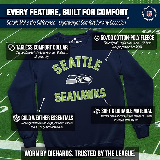 Team Fan Apparel NFL Adult Gameday Football Crewneck Sweatshirt - Cotton Blend - Stay warm, comfortable & stylish on game day