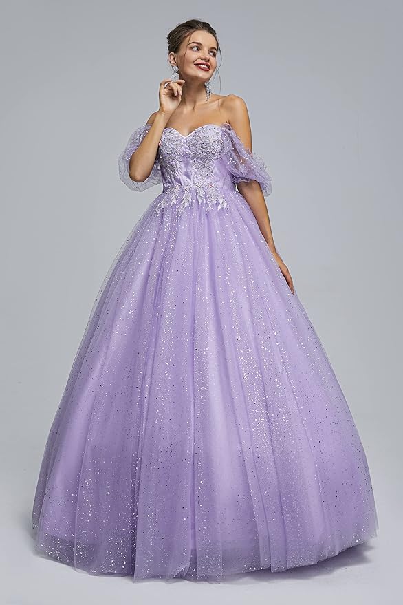 Engerla Women's Beading Sweetheart Ball Gown Tulle Layed Long Quinceanera Dress