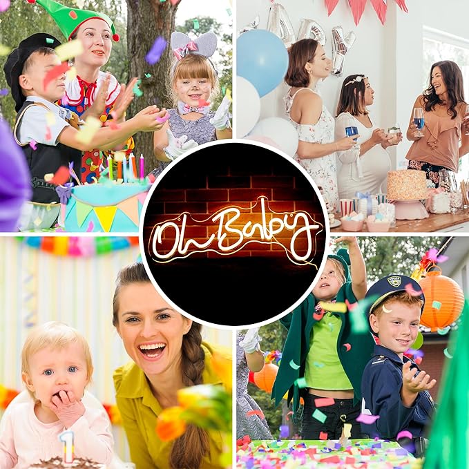 Oh Baby Neon Sign for Backdrop Wall Decor LED Neon Lights for Baby Shower Decorations Boy and Girl Baby Room Decor LED Light Up Sign for Party Decorations Photo Prop USB 21.7x10 Inch (warm white)