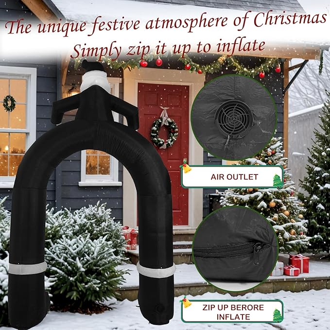 10 FT Skeleton Old Man Arch, Outdoor Inflatable Decorations with Built-in LED Lights for Gothic Style Holiday Inflatable Decorations for Patio, Lawn and Outdoors.