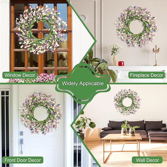 Artgar Front Door Wreath 26 Inch Spring/Summer Wreaths for Front Door, Front Door Wreaths for All Seasons for Indoor Outdoor Home Office Wall Window Wedding Farmhouse Decor (Purple Blue)