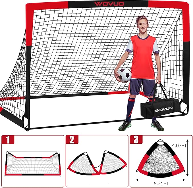 Kids Soccer Goals for Backyard Set of 2, 6x4 ft Portable Toddler Soccer Goal Training Equipment with Soccer Target, Ball, Cones, Soccer Net for Kids Age 3-5 6-8 8-12 10-12-14 Outdoor Sports Games Gift