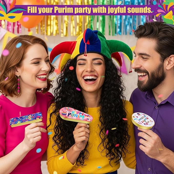 60 Pcs Metal Purim Gragger Noise Makers for Sporting Event Colorful Party Noise Makers Bulk Novelty Assorted Purim Gragger Party Favor for Holiday, Football Games, Pep Rally Supplies (Stylish)