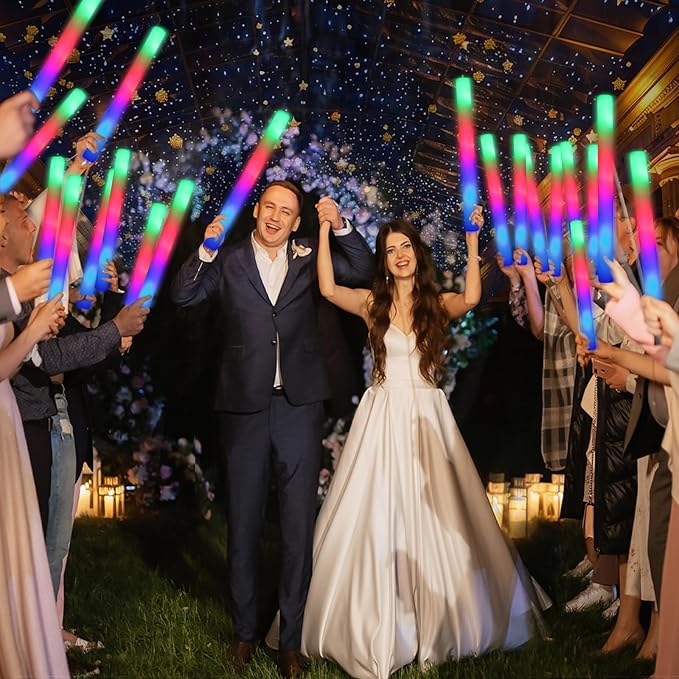 112 PCS Foam Glow Sticks, Foam Light Up Sticks Party Supplies with 3 Mode Colorful Flashing, Glow Sticks Bulk Party Pack, Led Foam Sticks for Birthday, Wedding, New Year, Carnival, Concert