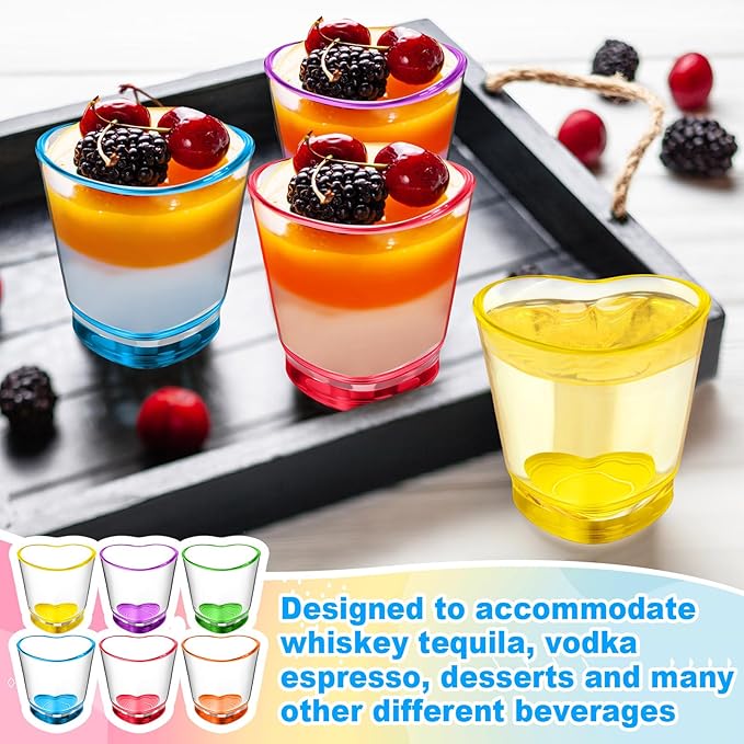 Sabary Valentine's Day Heart Shot Glasses Bulk, 36 Pack 1.5 oz Thick Glass Colorful Shot Glasses for Valentine Galentine Party Supplies, Party Favors, Table Decor