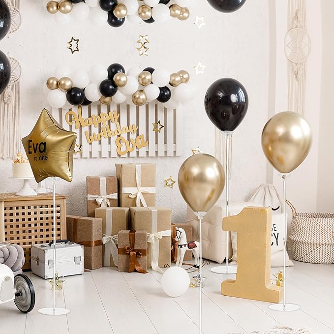 Hanna Roberts Clear Acrylic Tabletop Balloon Holder Kit, 25.6 inch 10 Pack Balloon Stick Holder with Base for Centerpiece Party Decorations (Balloons Not Included)