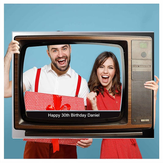 Custom Retro TV Set Photo Booth Prop, Personalized Social Media Television, Telly Screen Photobooth, Retro Selfie Frame, Home Decorations, Birthday Party Supply TV Show Frame