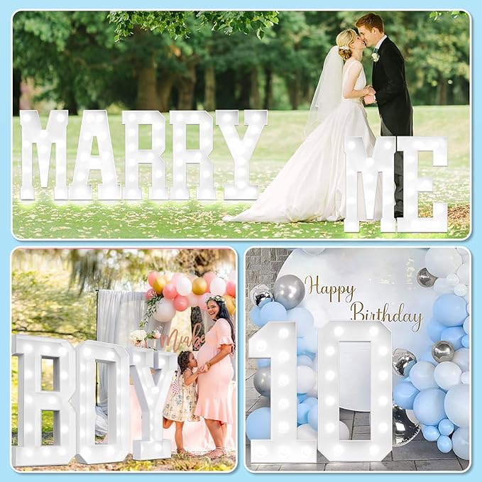 Ledido 4FT Marquee Light Up Letters, Cool White Light Up Letters Large Marquee Letter for Party Decorations, Mosaic Letter T for Balloons, Wedding Birthday Graduation Decor