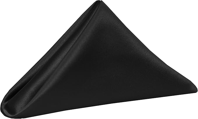 Ultimate Textile Black Bridal Satin Wedding Napkins 17" x 17" (Set of 60) - Cloth Napkins Bulk Set, Wrinkle & Stain Resistant Polyester for Events