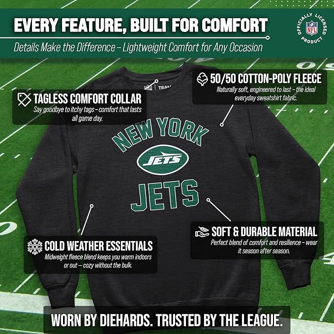 Team Fan Apparel NFL Adult Gameday Football Crewneck Sweatshirt - Cotton Blend - Stay warm, comfortable & stylish on game day