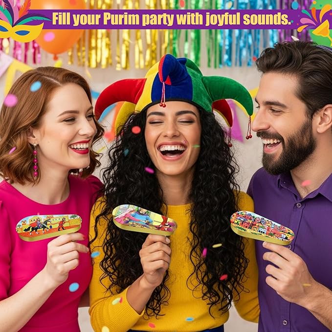 48 Pcs Metal Purim Gragger Noise Makers for Sporting Event Colorful Party Noise Makers Bulk Novelty Assorted Purim Gragger Party Favor for Holiday, Football Games, Pep Rally Supplies (Classic)