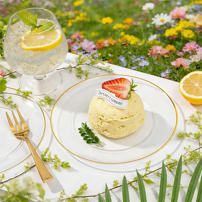 Festiva 200Pcs Clear Plastic Dessert Plates Disposable 6.3" with Plastic Forks 5" - Small Clear Plates-Dessert/Cake/Appetizer Plates for Birthday/Easter Party & Wedding - Serve for 100Guests