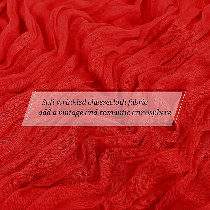 15 Pack Red Cheesecloth Table Runner 17 x 108 Inch Fall Thanksgiving Boho Rustic Farmhouse Gauze Cheese Cloth Runner for Wedding Party Baby Shower Home Decor Holiday Decorations