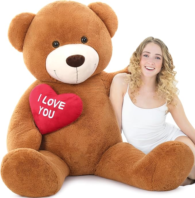 Giant Teddy Bear Stuffed Animal 52" - Big Teddy Bear with Heart - Large I Love You Teddy Bear Plush Toys for Kid Christmas Birthday - Valentines Bear Gift for Girlfriend