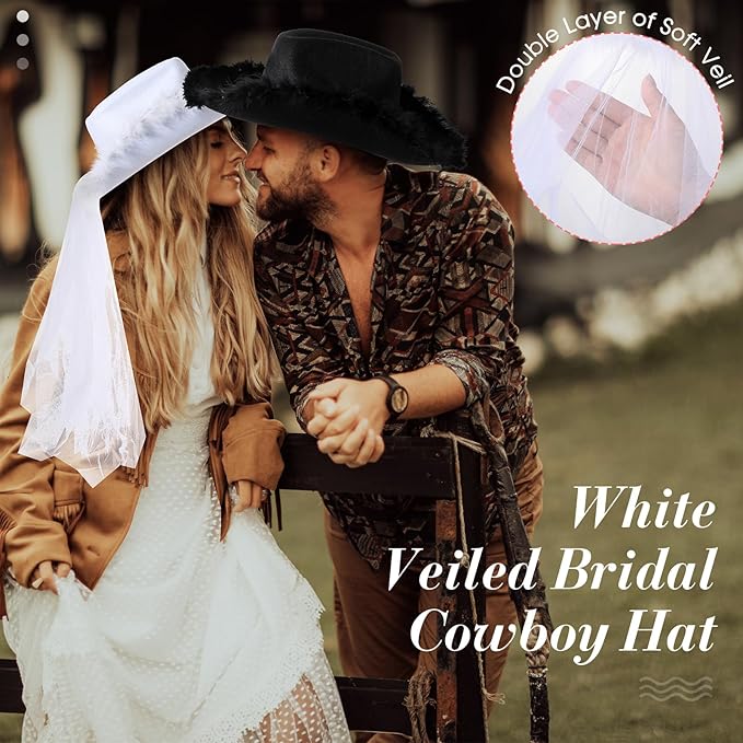 Unittype 12 Pcs Women Cowgirl Cowboy Hats Bachelorette Cowboy Hats for Bridal Shower Wedding Engagement Halloween Cosplay
