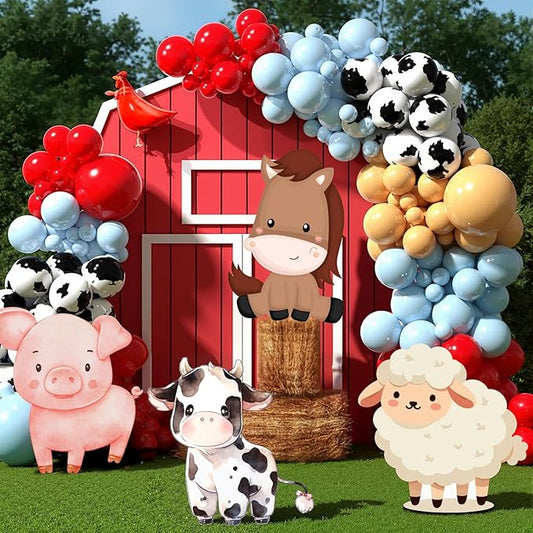 4 Pcs Large Farm Animals Decorations 22.4 Inch Cute Animal Cutouts Cartoon Backdrop for Farm Birthday Party Supplies Baby Shower Decorations Photo Booth Props Gifts