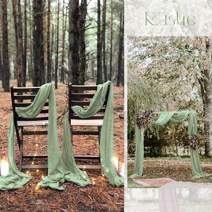 20 Pack Sage Green Table Runner 10Ft Cheesecloth Table Runner Boho Gauze Table Runner Long Cheese Cloth Table Runner Romantic Sheer Fabric Table Runners for Wedding Party Bridal Shower