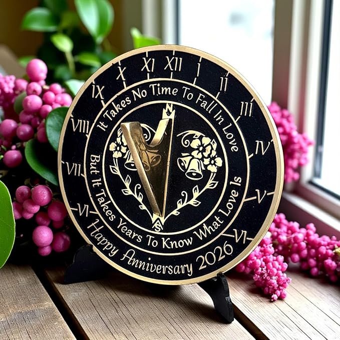 Anniversary Sundial Gift for Any Wedding Anniversary in 2026 - What Love is - Recycled Metal Home Decor Or Garden Present Idea - Handmade in UK for Him, Her Parents Or Couples Celebration