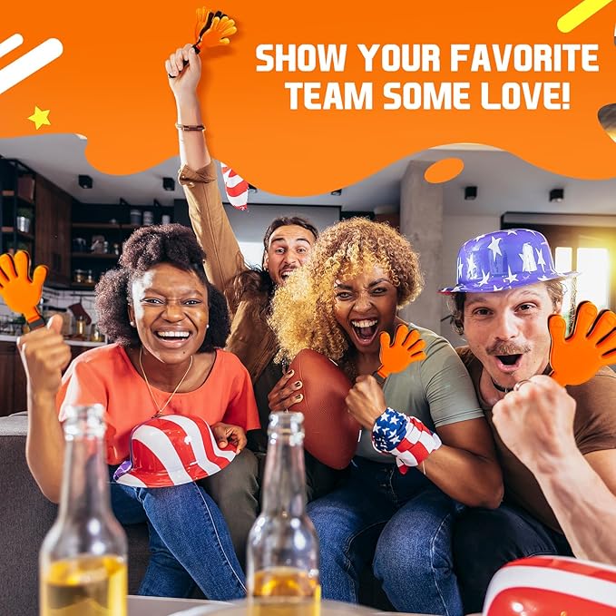 Junkin 100 Pcs Hand Clappers Bulk 7. 5 x 3. 5 Inches Noise Makers Party Favors Clapping Noise Maker Clacker for Birthdays Game Prizes Rewards Football Sporting Events Cheers Supplies (Black Orange)