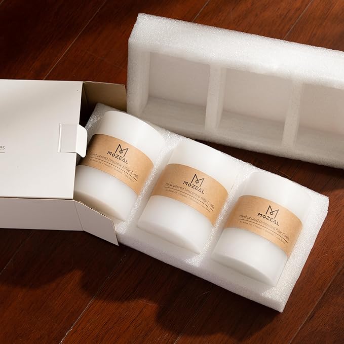 MOZEAL 3" x 8" Hand-Poured Unscented Large Candle,Smokeless Rustic Pillar Candle Set of 2,Slow Burn,No Drip,Approx 150 Hours Burning,Wedding,Dinner,Christmas and Home Decorative,Tall Brown Candle