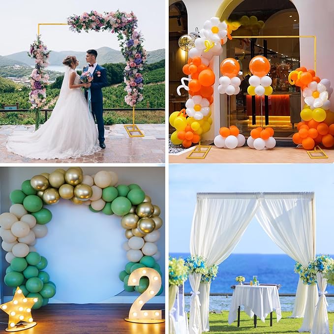 9.9FT Gold Metal Wedding Arches for Ceremony Square Balloon Arch Stand Rectangular Backdrop Stand for Anniversary Birthday Party Bridal Shower Home Indoor Outdoor Decoration