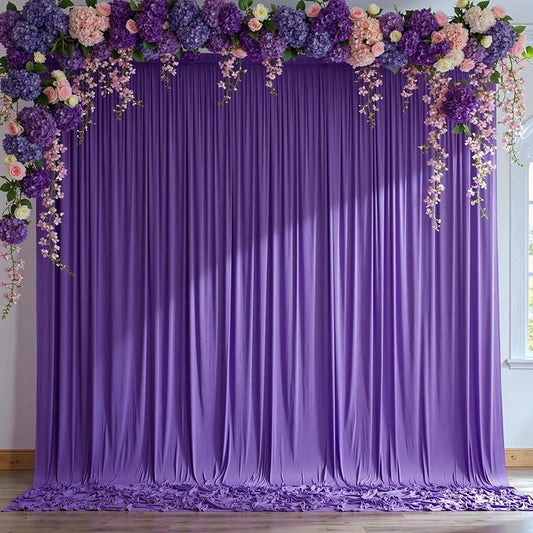 10 ft x 10 ft Wrinkle Free Purple Backdrop Curtain for Parties, Polyester Purple Photo Backdrop Drapes for Wedding Birthday Girls Party Mermaid Baby Shower,5ft x 10ft,2 Panels