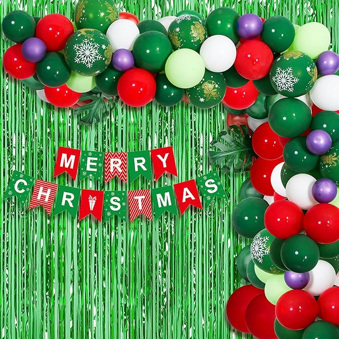 Green Foil Fringe Curtains 50 Pack 3.2ft x 8.2ft Fringe Backdrop Curtains Metallic Tinsel Streamer Photo Backdrop for Birthday Party Decorations Halloween Christmas Party Supply (Green)