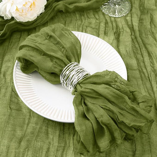 50 Pack Olive Green Cheesecloth Napkins Spring Cloth Napkins Set of 50 Olive Dinner Napkins Bulk 21x21 Inches for Wedding Bridal Shower Baby Shower Valentine's Day