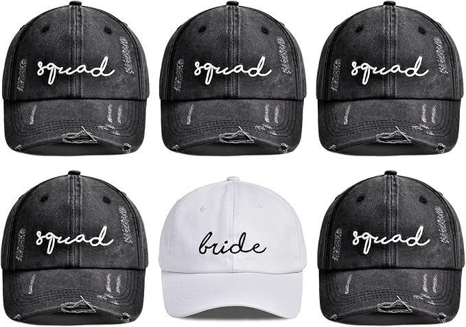 Bride Baby Bachelorette Party Hats, 6 Pack Perfect for The Bride Squad Baseball Trucker Hats