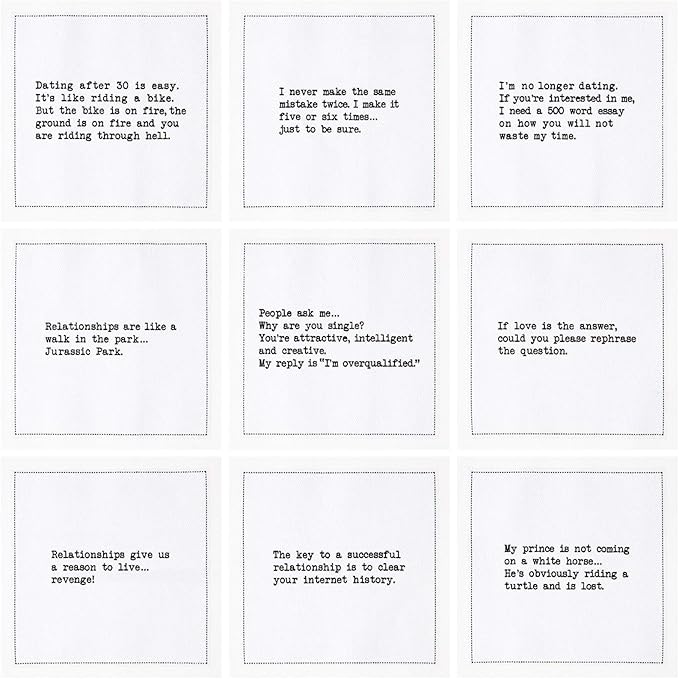 Five Star Funny Realationship Quotes | White Cotton Cocktail Napkins | 50 Luxury Disposable Beverage Napkins with Witty Bar Quotes | Drink Napkins for Parties, Bars, Weddings & Game Nights
