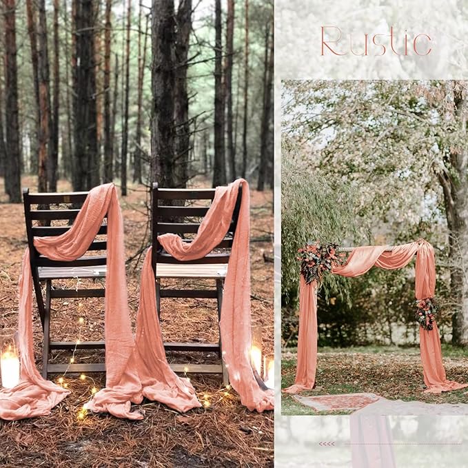 20 Pack Coral Table Runner 10Ft Cheesecloth Table Runner Boho Gauze Table Runners Romantic Long Sheer Fabric Cheese Cloth Table Runners for Wedding Party Bridal Shower