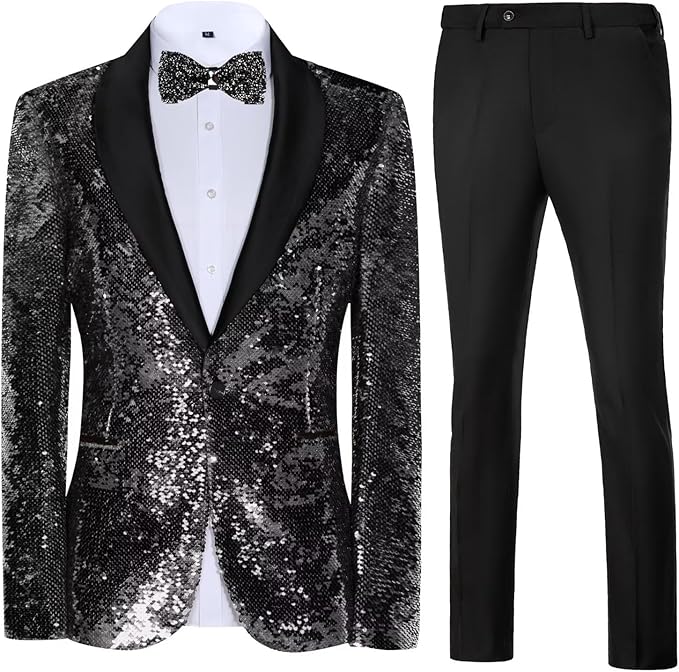 High-End Suits Sequins Men Tuxedo Sparkly Shawl Lapel Homecoming Suit Glitter 2 Pieces Party Prom Festival Blazer Pants