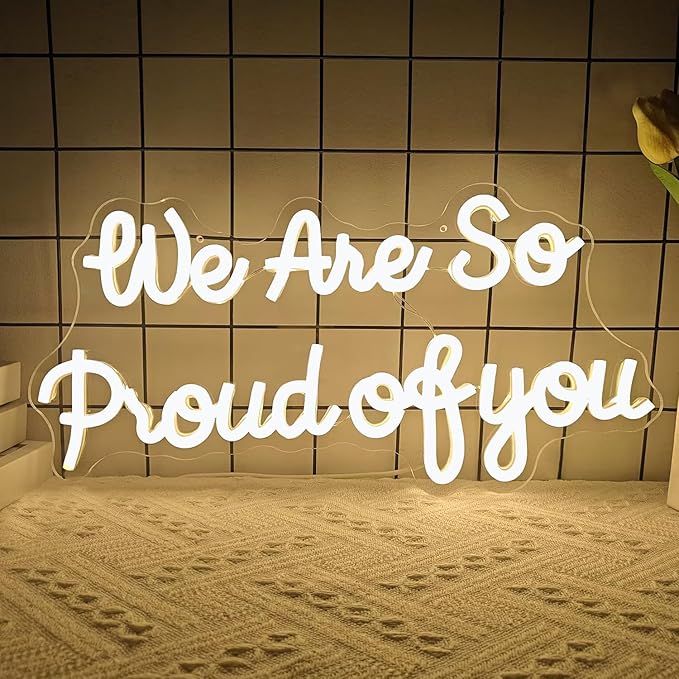 We Are So Proud Of You Neon Sign Dimmable 2025 Graduation Decorations Led Wall Decor Graduation Party Light Up Sign Going Away Party Neon Lights Welcome Home Led Sign