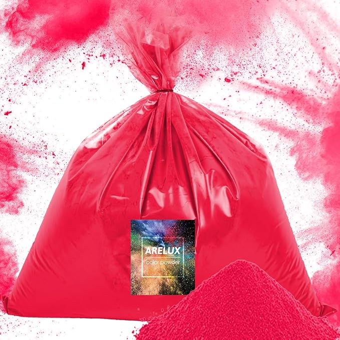 ARELUX Bright Red Color Powder - 6lbs Bulk (2x3lb) for Color Wars, Powder War & Fun Events | Durable Individual Packets, Vibrant Holi Powder for Gender Reveal, Run, Rangoli, Parties | Non-Toxic