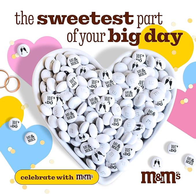 M&M’S WORLD “Mr. and Mrs.” Milk Chocolate Candy - 2 lbs of Bulk Chocolate Candy for Wedding Decorations, Wedding Favors, and More