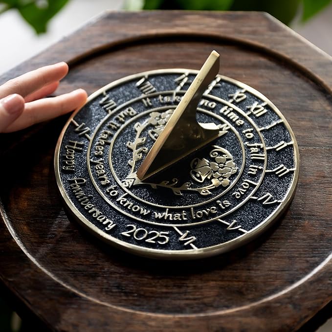 The Metal Foundry Personalized Sundial - Heavy Duty Recycled Brass Home Decor Or Garden Present Idea Made in The UK for Parents, Grandparents, Friends, Couples