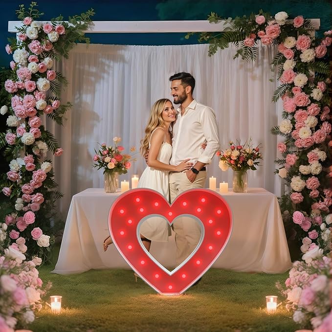 Marry Me Light-up Letters Sign: Big Will You Marry Me Sign 2.3FT Large Marquee Letters Light up Sign for Wedding Engagement Proposal Party Decorations Marquee Heart Frame
